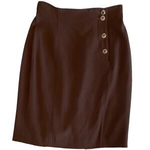 KL by Karl Lagerfeld 90s Brown Wool Blend Pencil Skirt 8